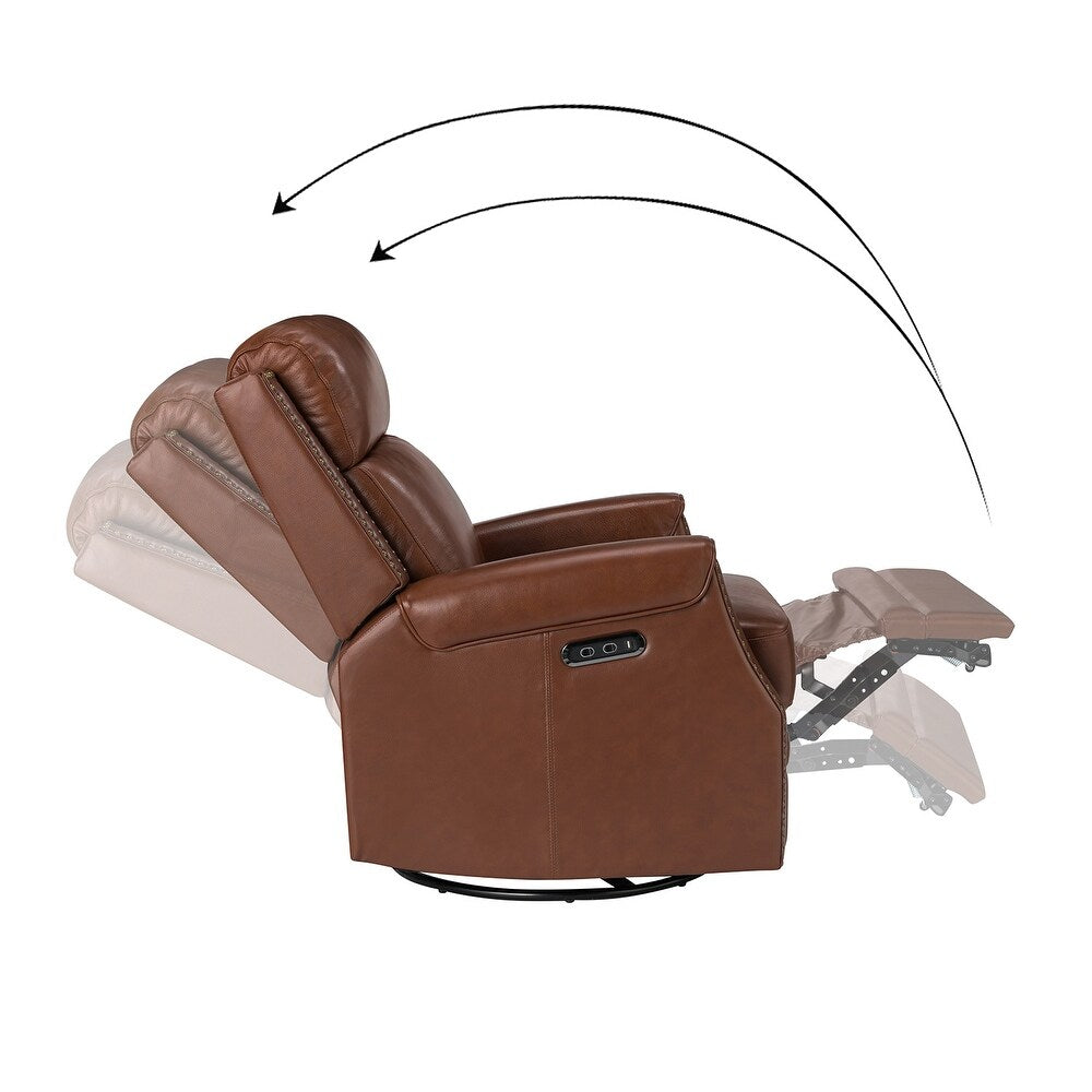 Kunibert Multifunctional Genuine Leather Nursery Chair with Metal Swivel Base