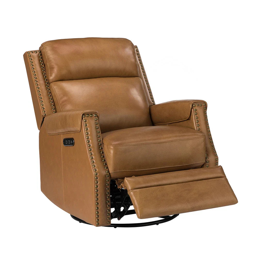 Kunibert Multifunctional Genuine Leather Nursery Chair with Metal Swivel Base