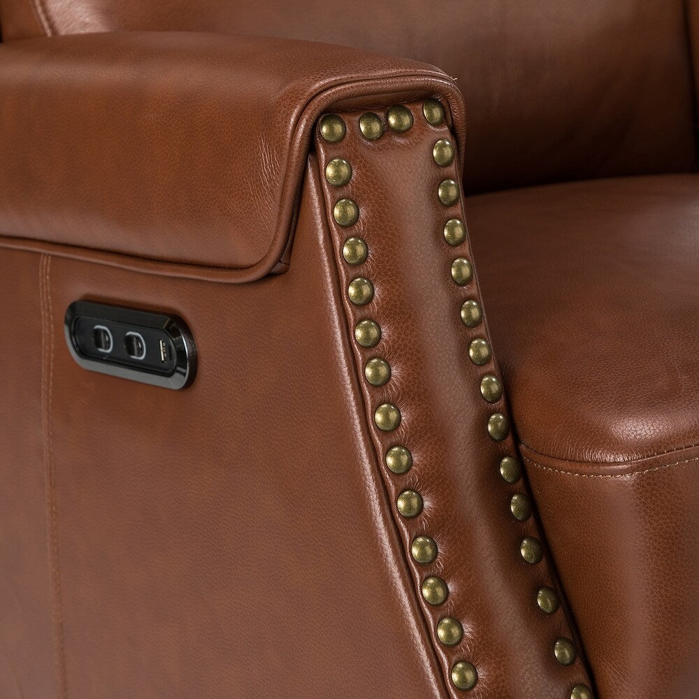 Kunibert Multifunctional Genuine Leather Nursery Chair with Metal Swivel Base