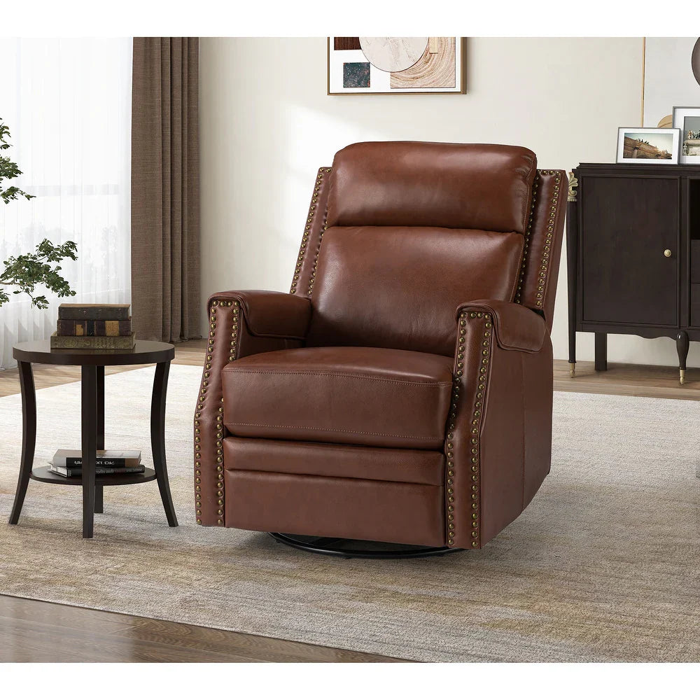 Kunibert Multifunctional Genuine Leather Nursery Chair with Metal Swivel Base