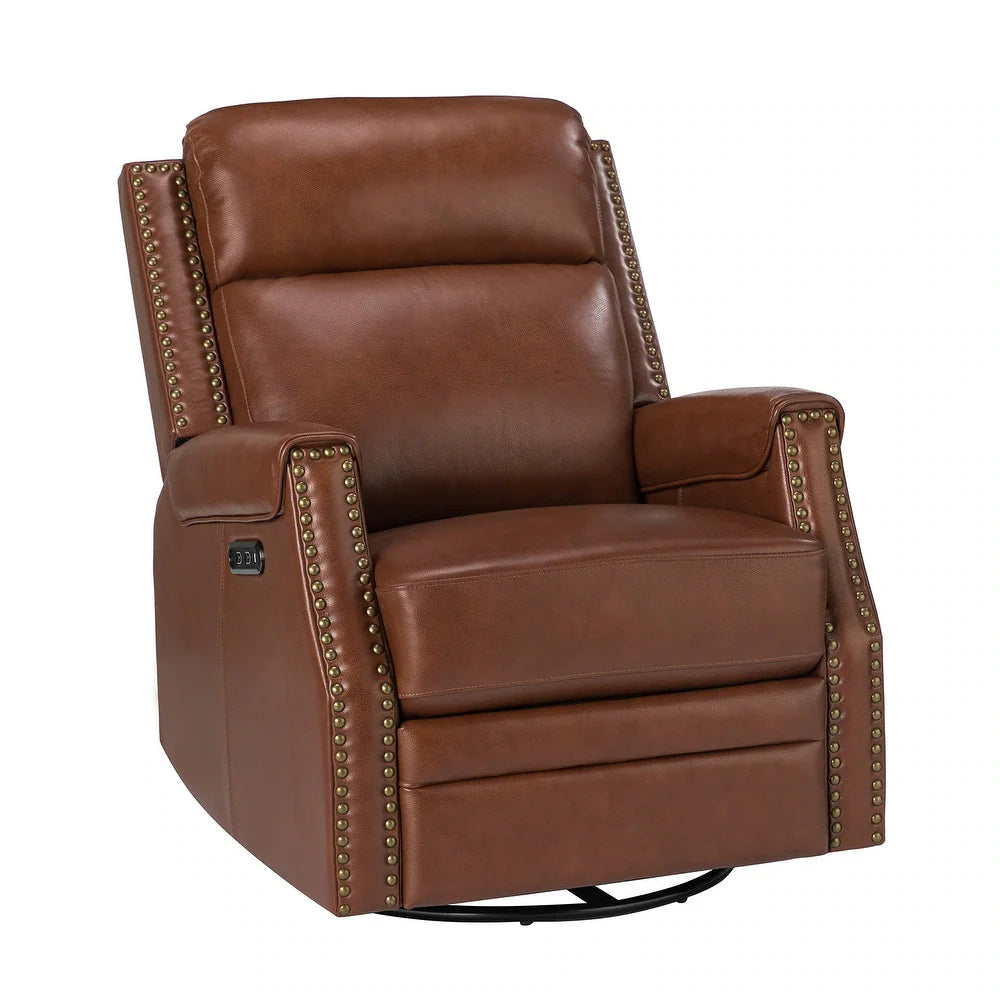 Kunibert Multifunctional Genuine Leather Nursery Chair with Metal Swivel Base