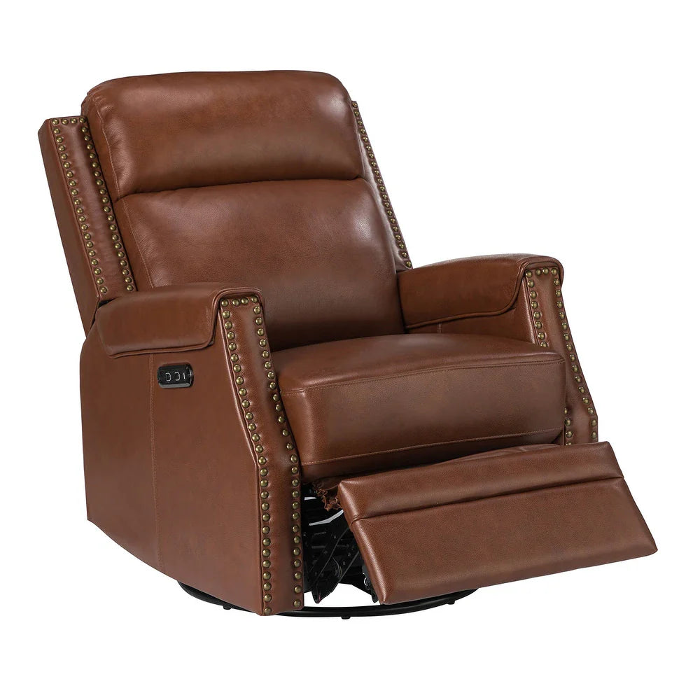 Kunibert Multifunctional Genuine Leather Nursery Chair with Metal Swivel Base