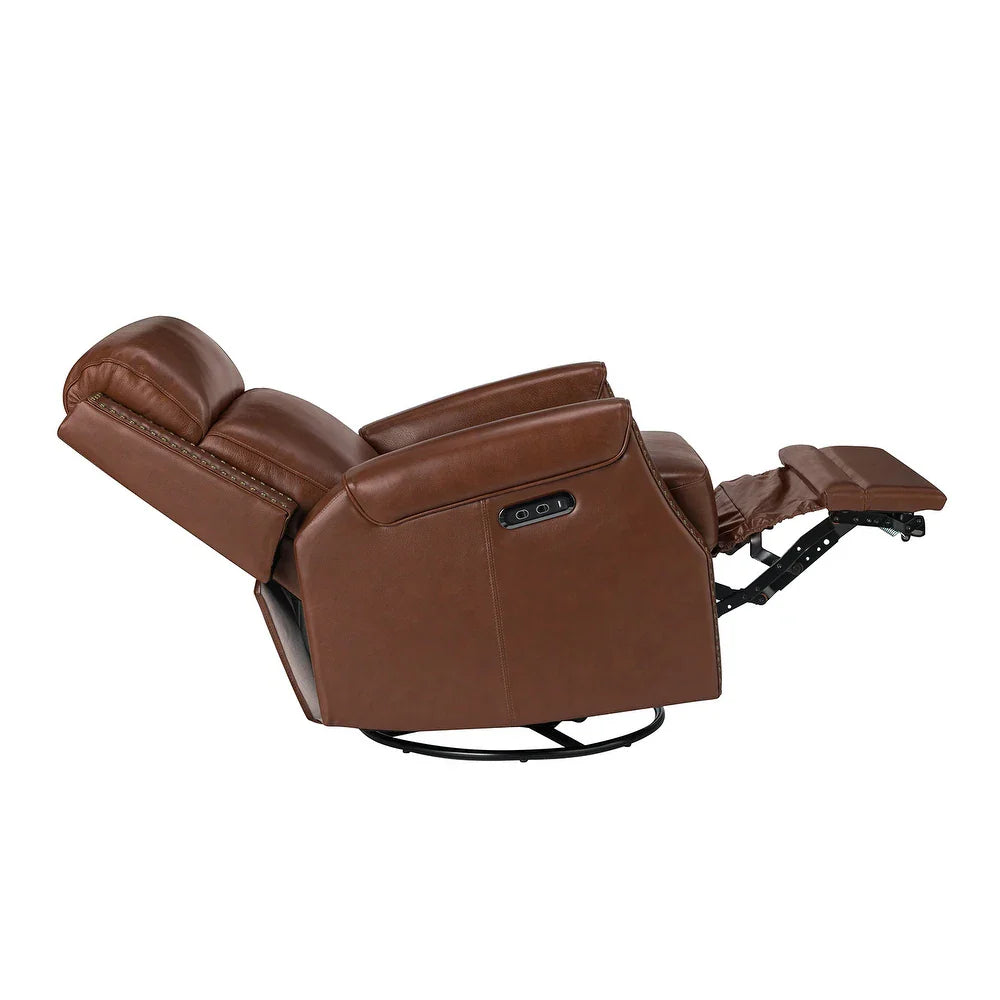 Kunibert Multifunctional Genuine Leather Nursery Chair with Metal Swivel Base
