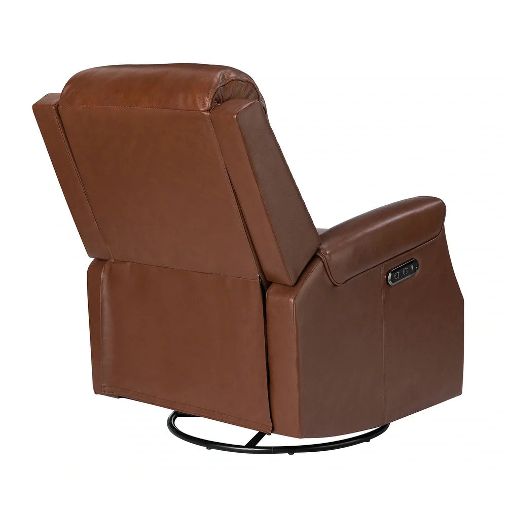 Kunibert Multifunctional Genuine Leather Nursery Chair with Metal Swivel Base
