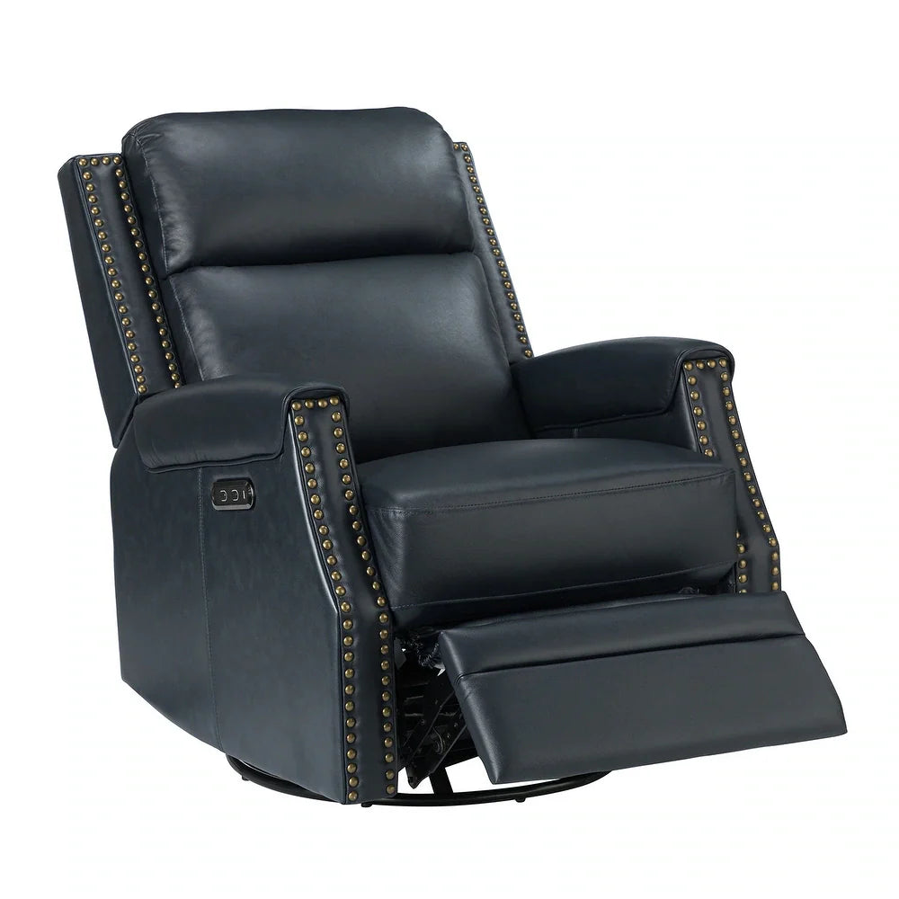 Kunibert Multifunctional Genuine Leather Nursery Chair with Metal Swivel Base