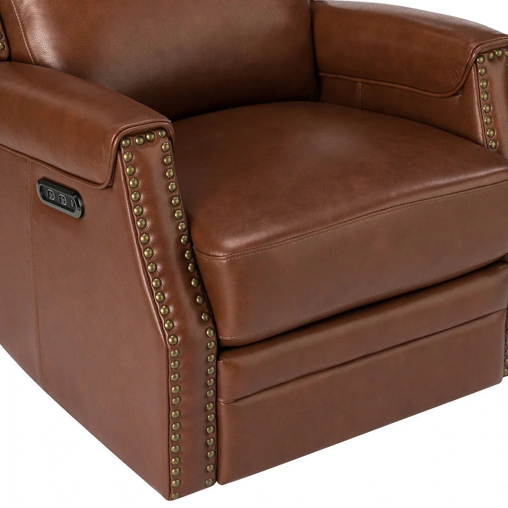 Kunibert Multifunctional Genuine Leather Nursery Chair with Metal Swivel Base
