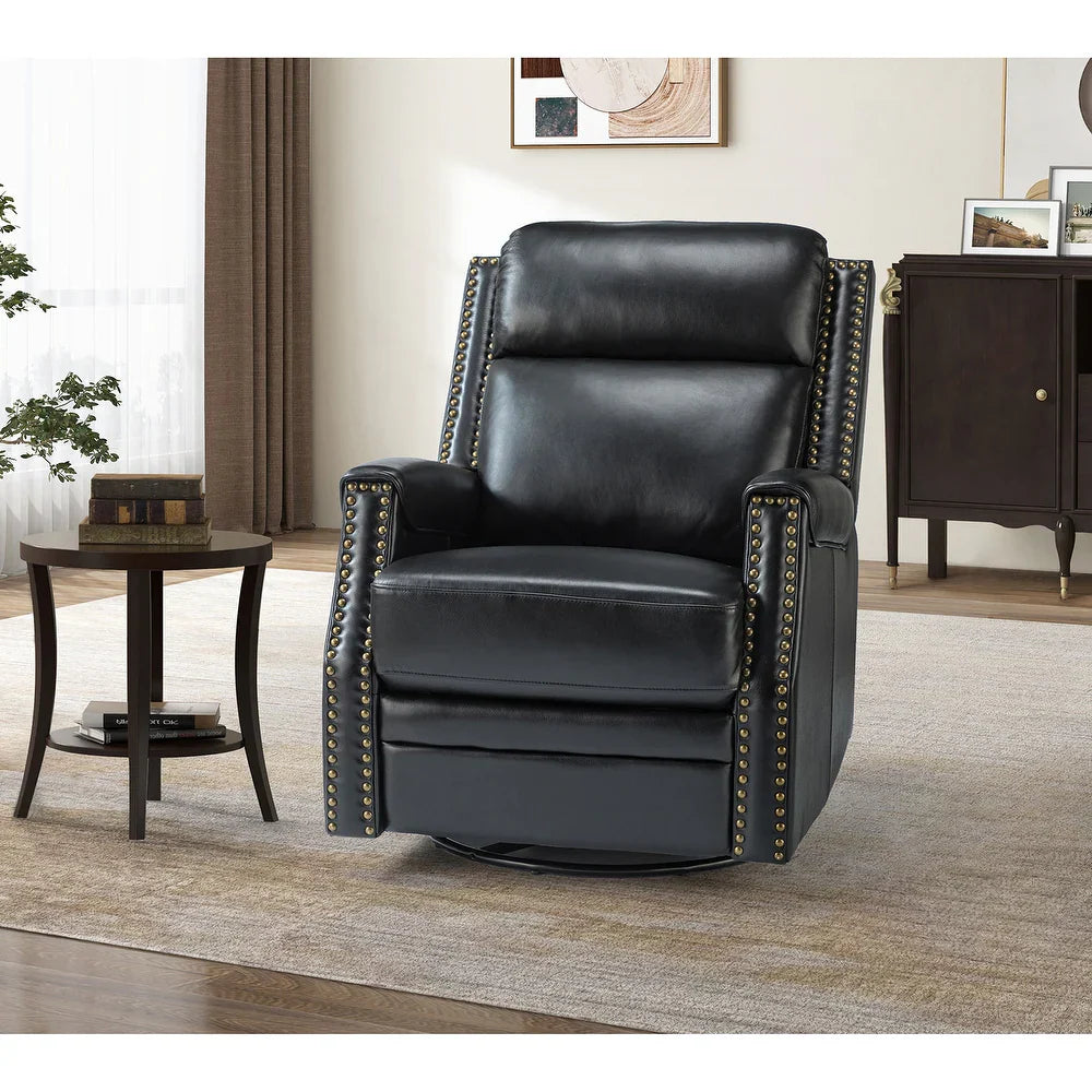 Kunibert Multifunctional Genuine Leather Nursery Chair with Metal Swivel Base