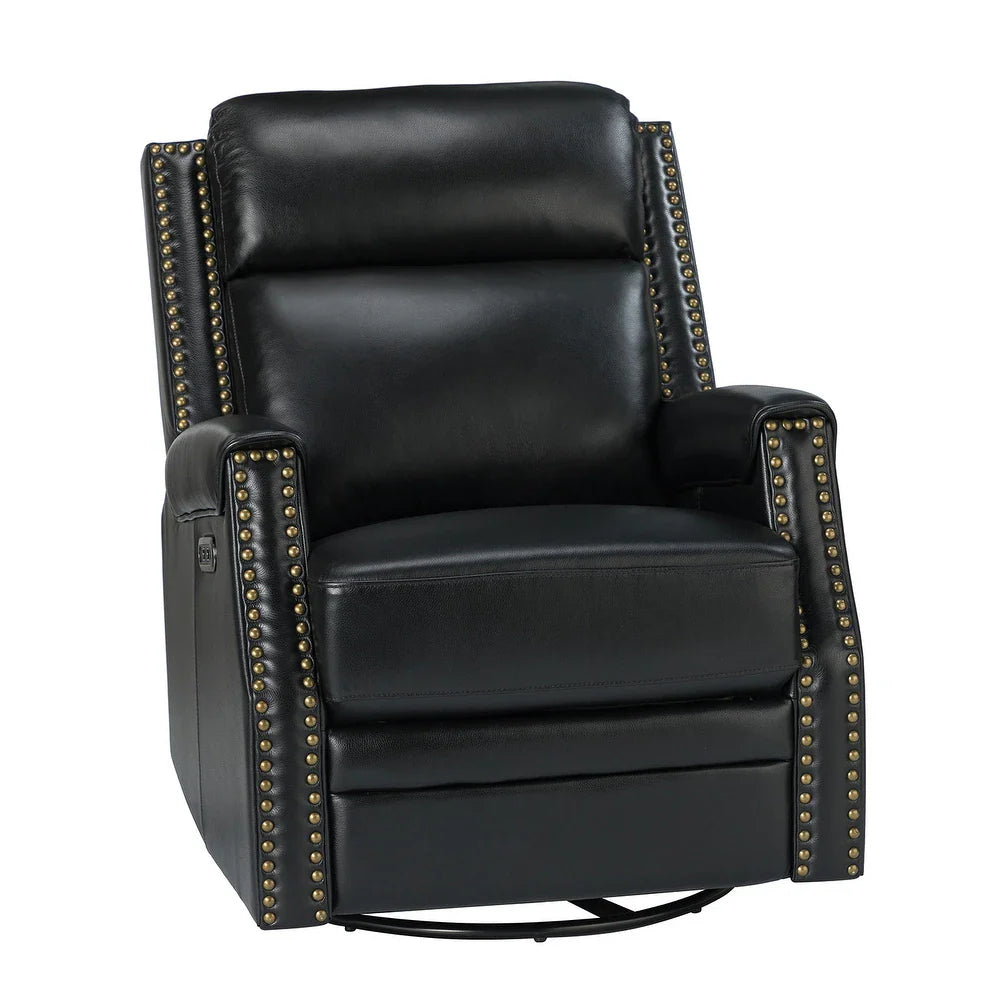 Kunibert Multifunctional Genuine Leather Nursery Chair with Metal Swivel Base