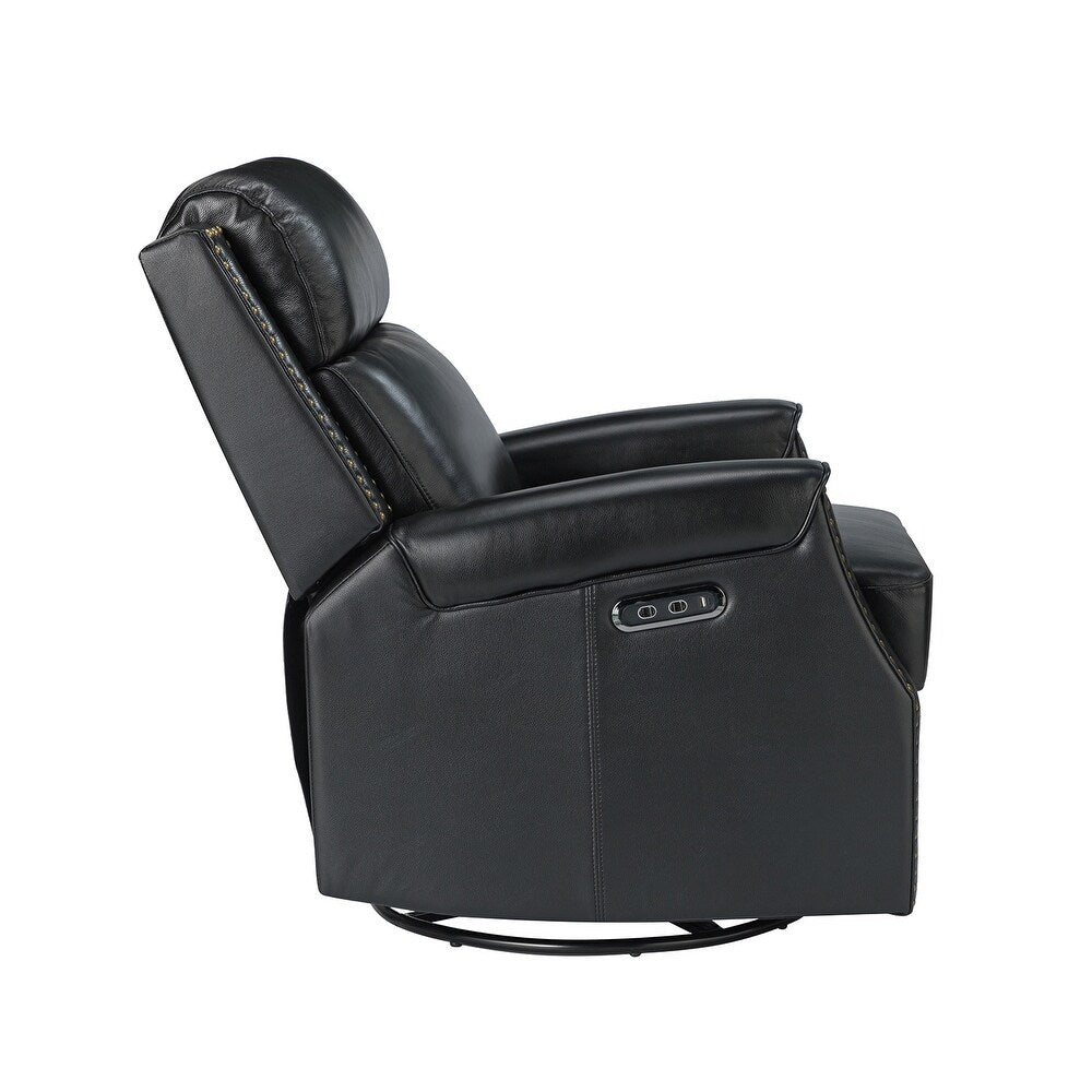 Kunibert Multifunctional Genuine Leather Nursery Chair with Metal Swivel Base