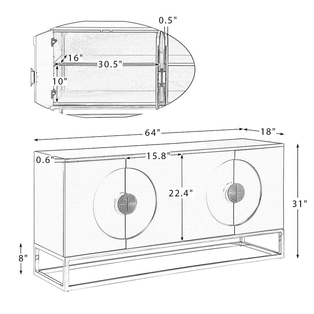 Kuno Multifunctional Buffet Sideboard Cabinet with Storage