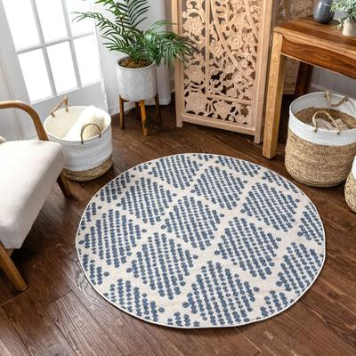 Arbor Moroccan Trellis Light Blue Kilim-Style Rug