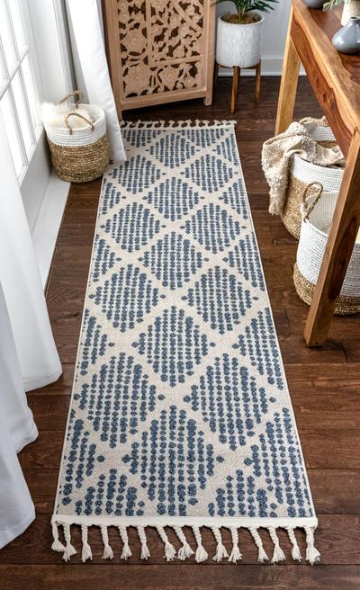 Arbor Moroccan Trellis Light Blue Kilim-Style Rug