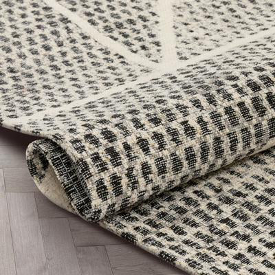 Modern Geometric Distressed Grey Kilim-Style Soft Area Rug