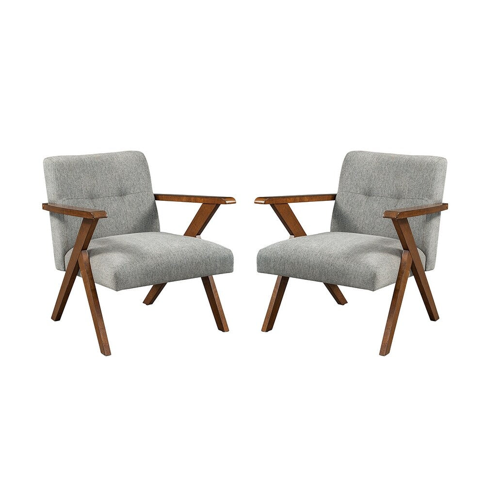 Lucero Contemporary Upholstery Armchair with Tufted Back Set of 2 - GREY