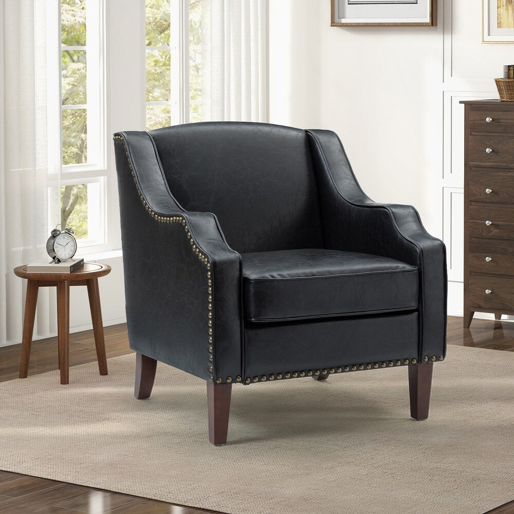 Lucretius Contemporary and Classic Leather Armchair with Nailhead Trim