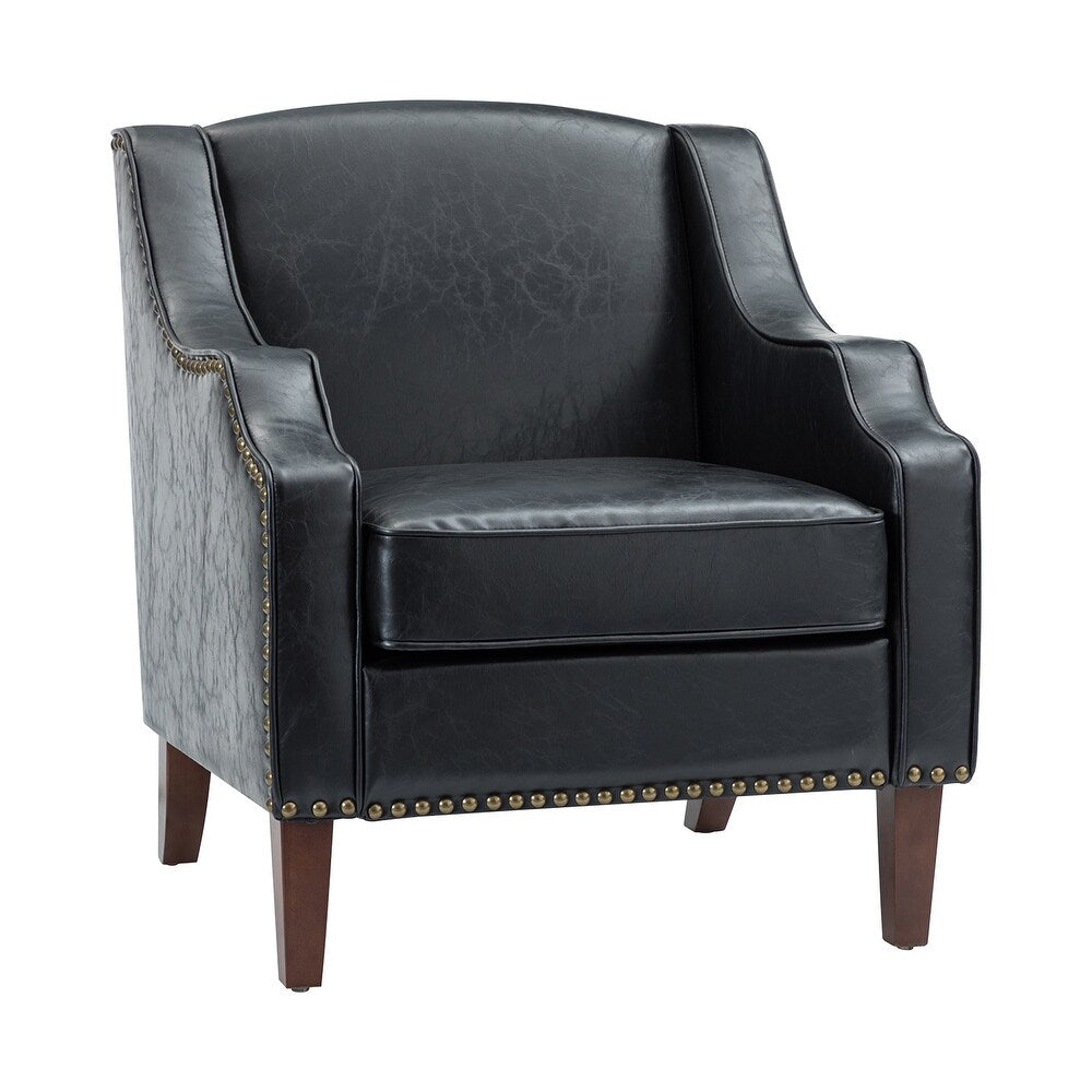 Lucretius Contemporary and Classic Leather Armchair with Nailhead Trim