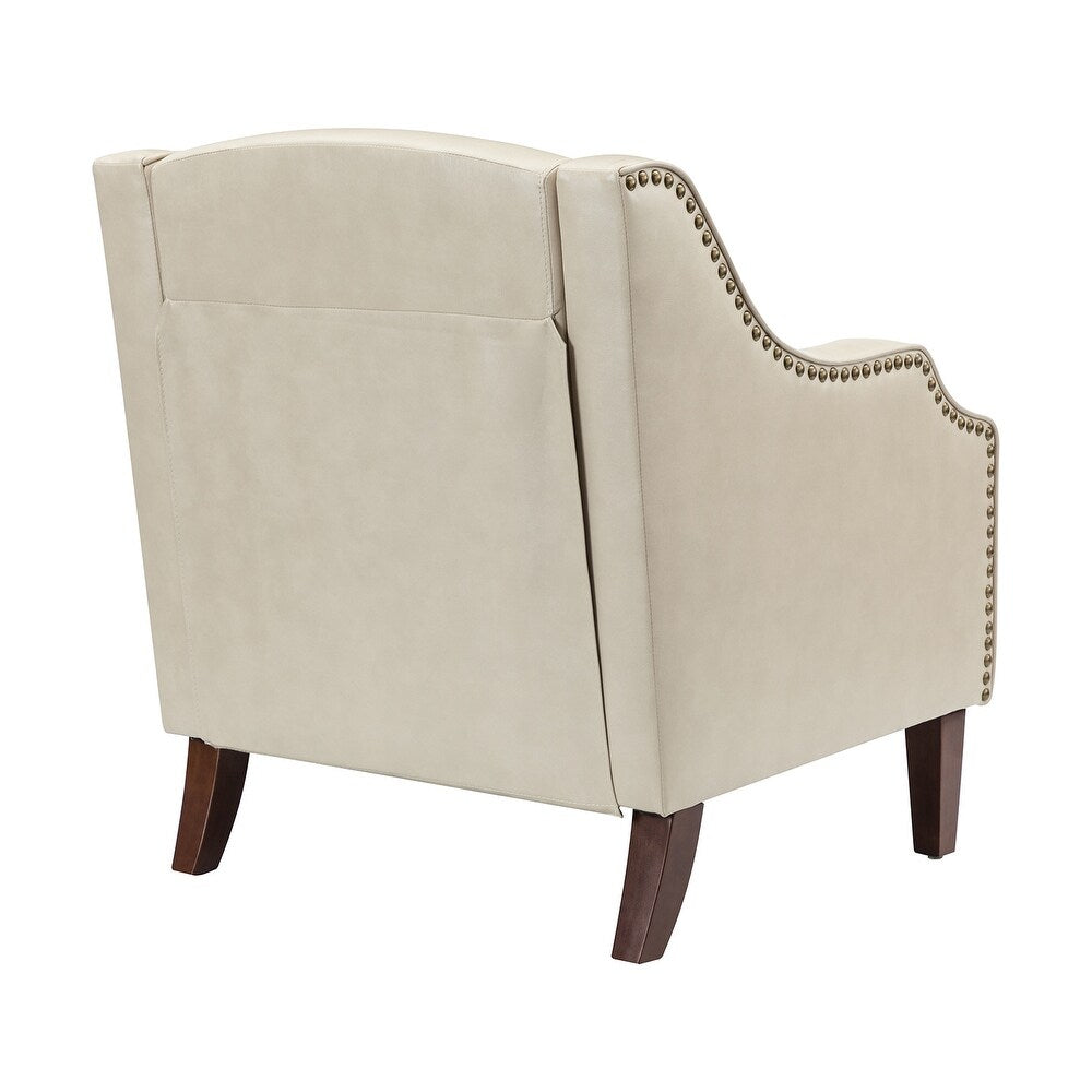 Lucretius Contemporary and Classic Leather Armchair with Nailhead Trim