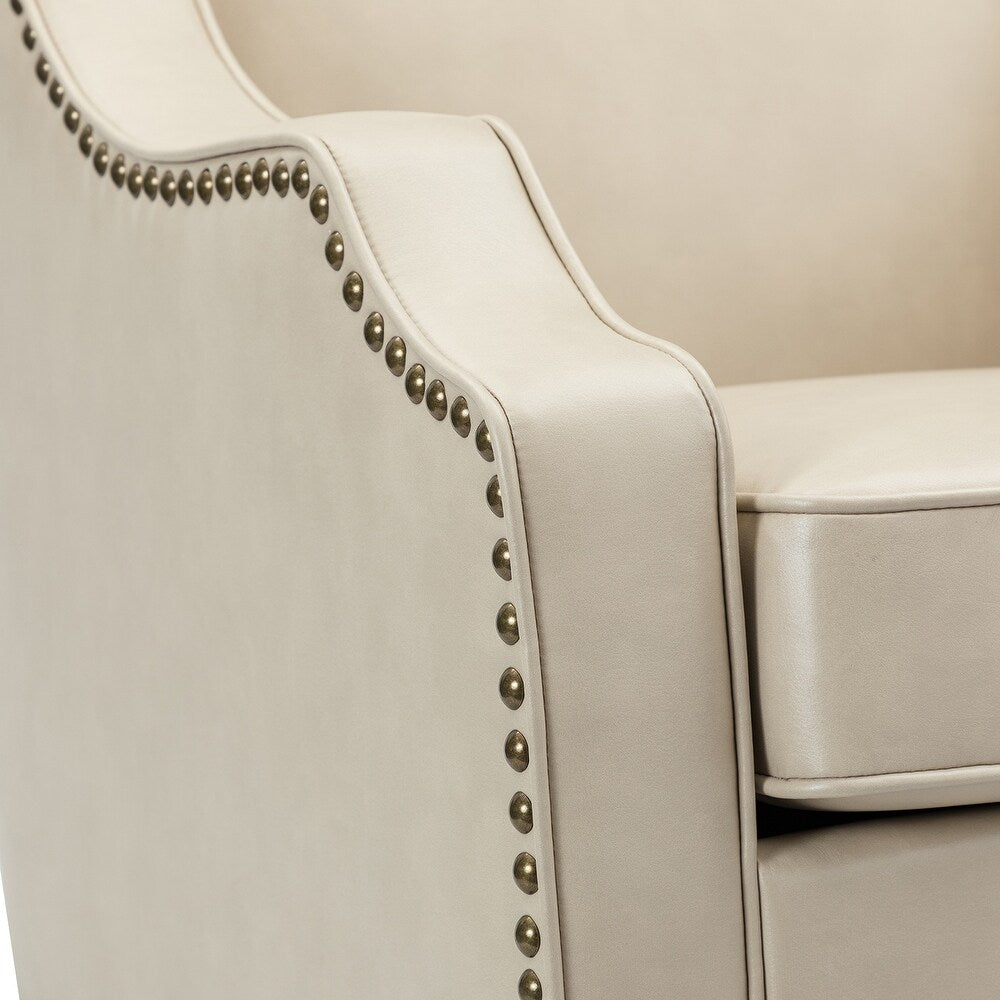 Lucretius Contemporary and Classic Leather Armchair with Nailhead Trim