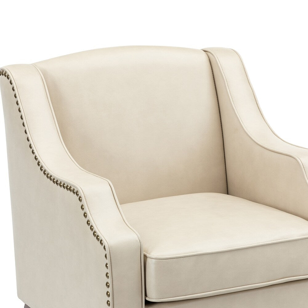 Lucretius Contemporary and Classic Leather Armchair with Nailhead Trim