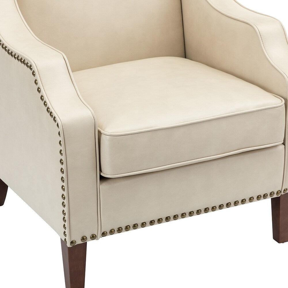 Lucretius Contemporary and Classic Leather Armchair with Nailhead Trim