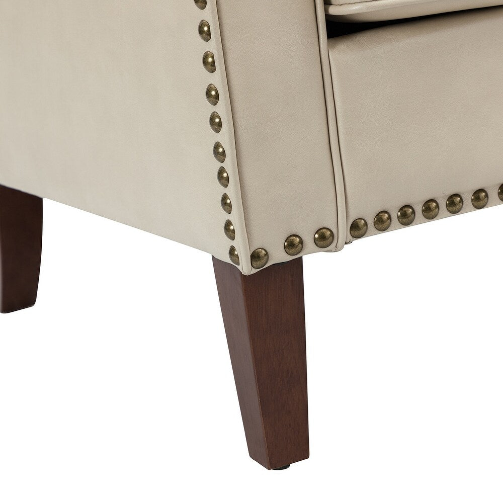 Lucretius Contemporary and Classic Leather Armchair with Nailhead Trim