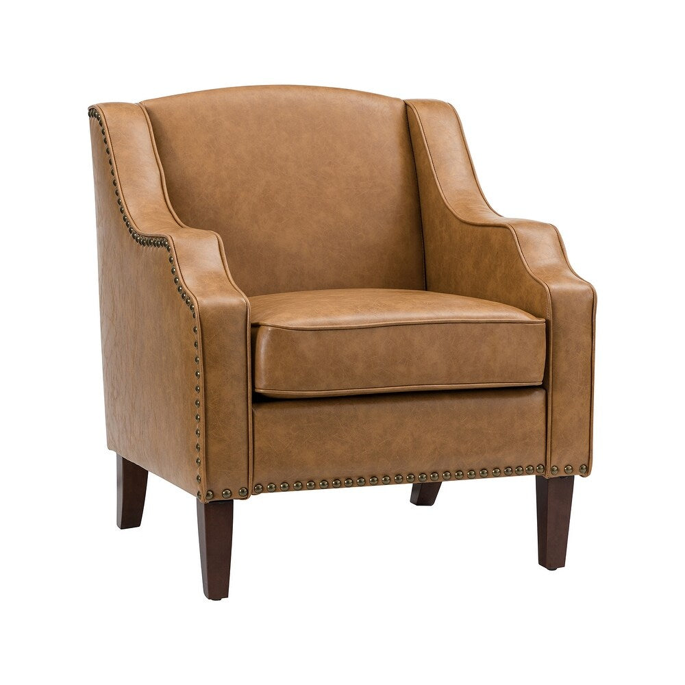 Lucretius Contemporary and Classic Leather Armchair with Nailhead Trim