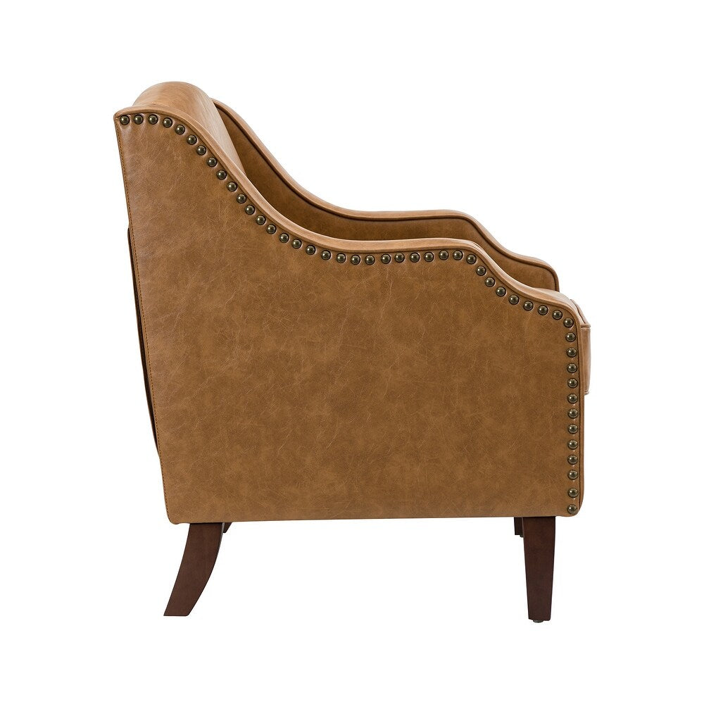 Lucretius Contemporary and Classic Leather Armchair with Nailhead Trim