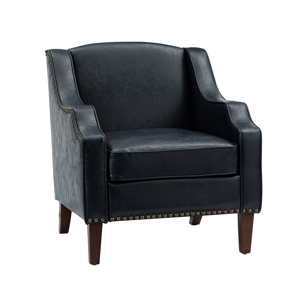 Lucretius Contemporary and Classic Leather Armchair with Nailhead Trim