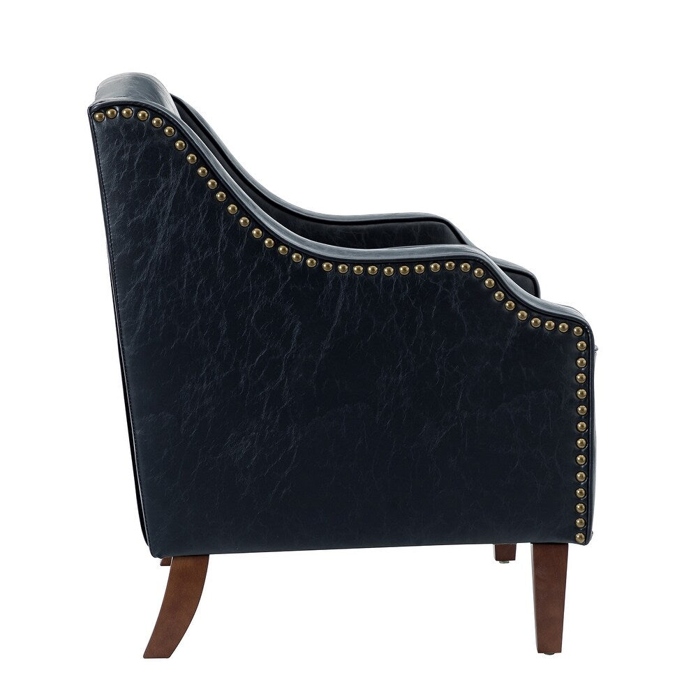 Lucretius Contemporary and Classic Leather Armchair with Nailhead Trim