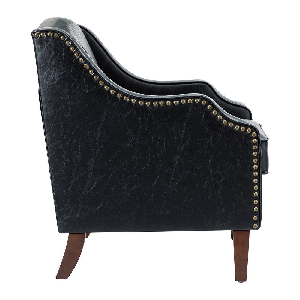 Lucretius Contemporary and Classic Leather Armchair with Nailhead Trim