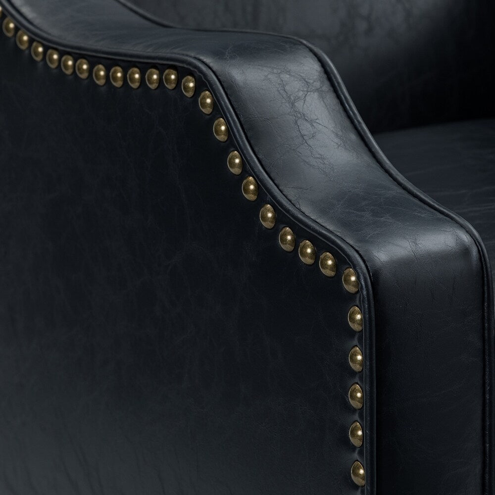 Lucretius Contemporary and Classic Leather Armchair with Nailhead Trim