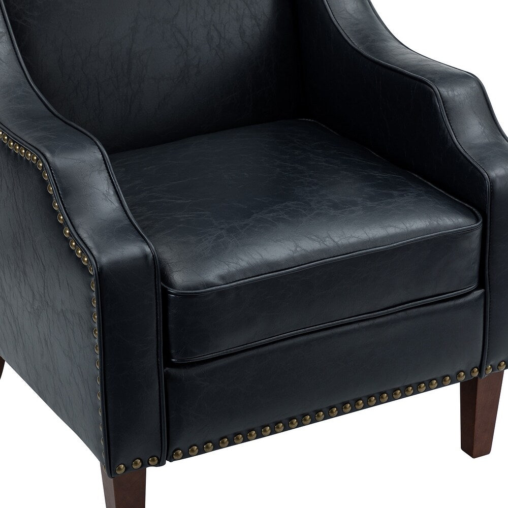 Lucretius Contemporary and Classic Leather Armchair with Nailhead Trim