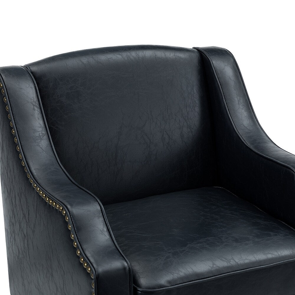 Lucretius Contemporary and Classic Leather Armchair with Nailhead Trim