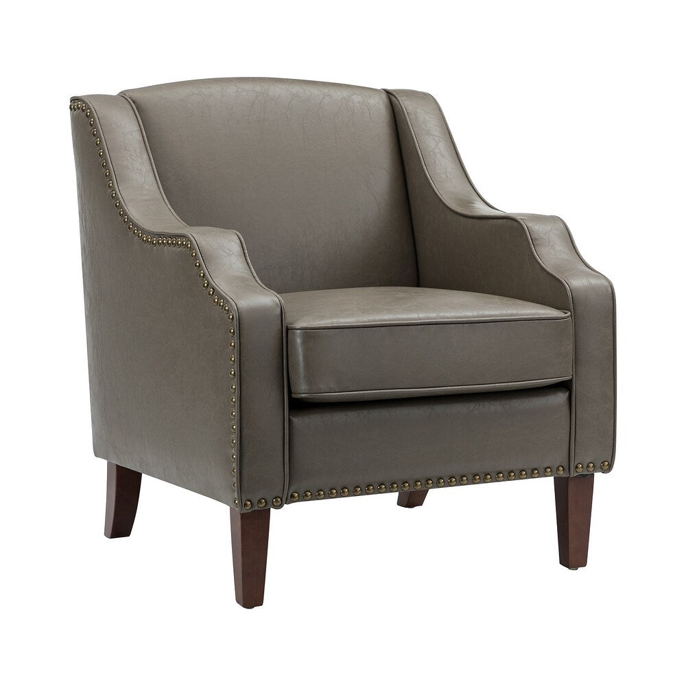 Lucretius Contemporary and Classic Leather Armchair with Nailhead Trim