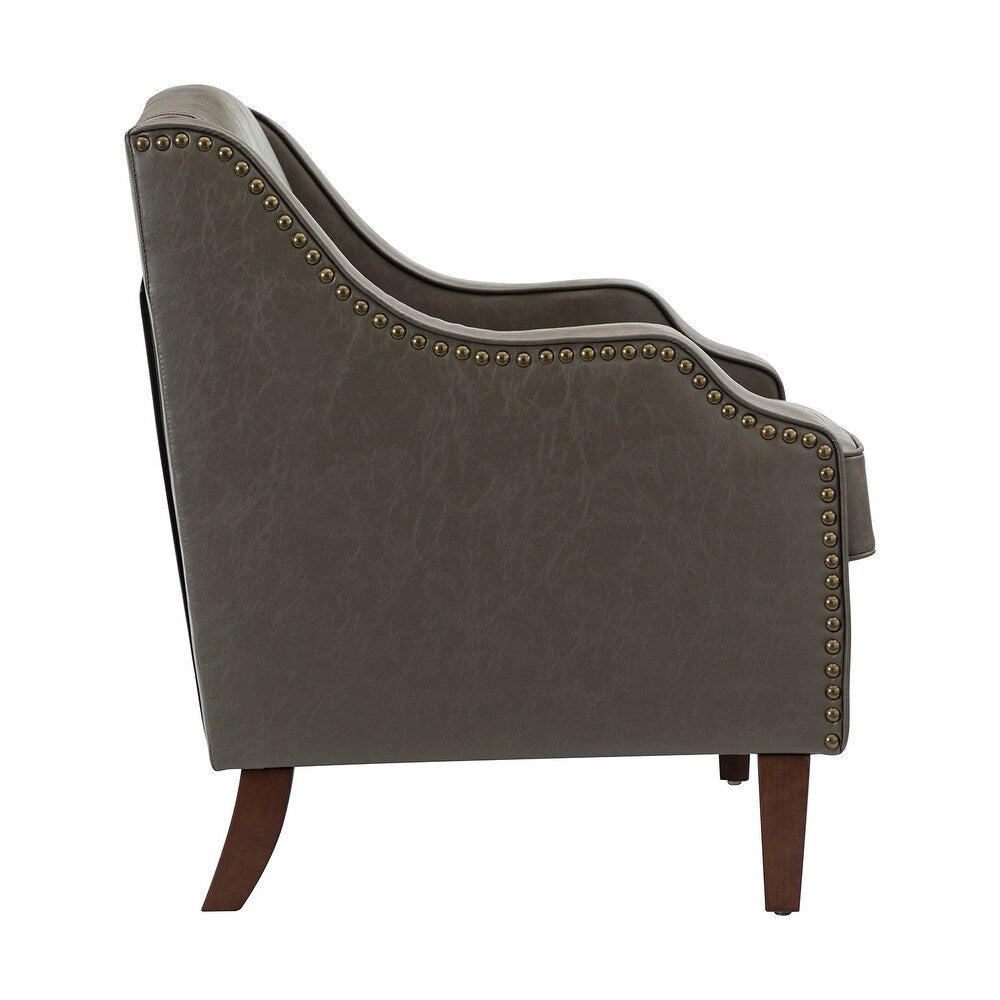 Lucretius Contemporary and Classic Leather Armchair with Nailhead Trim