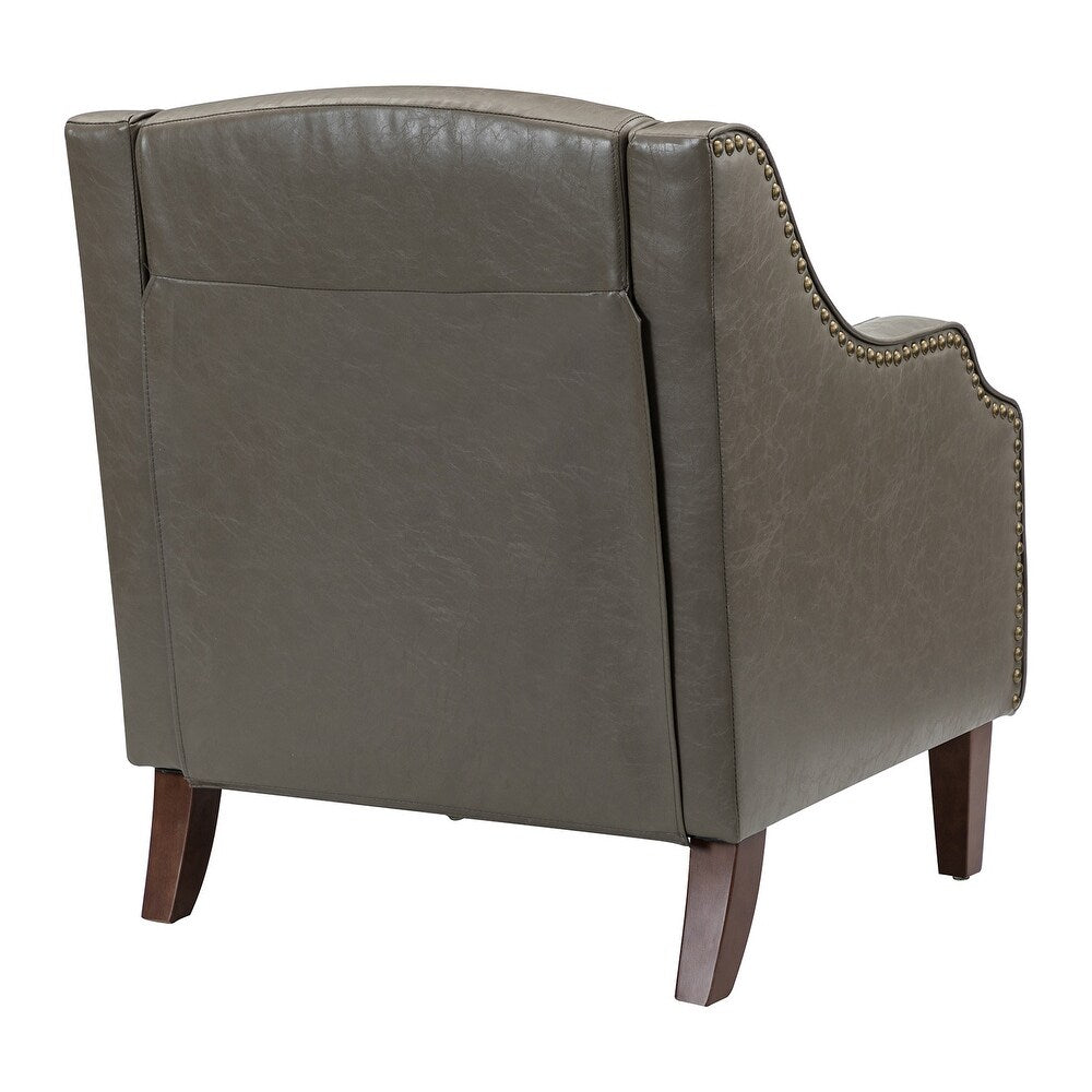 Lucretius Contemporary and Classic Leather Armchair with Nailhead Trim