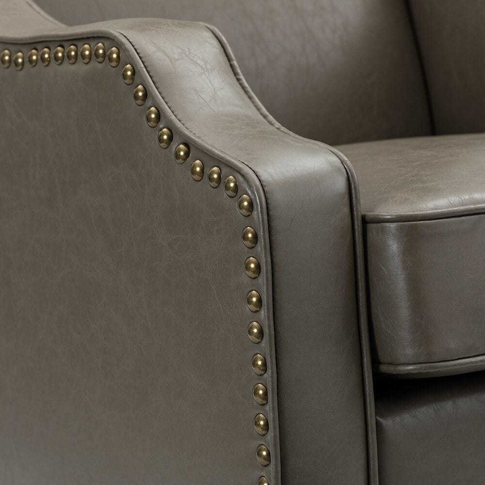 Lucretius Contemporary and Classic Leather Armchair with Nailhead Trim