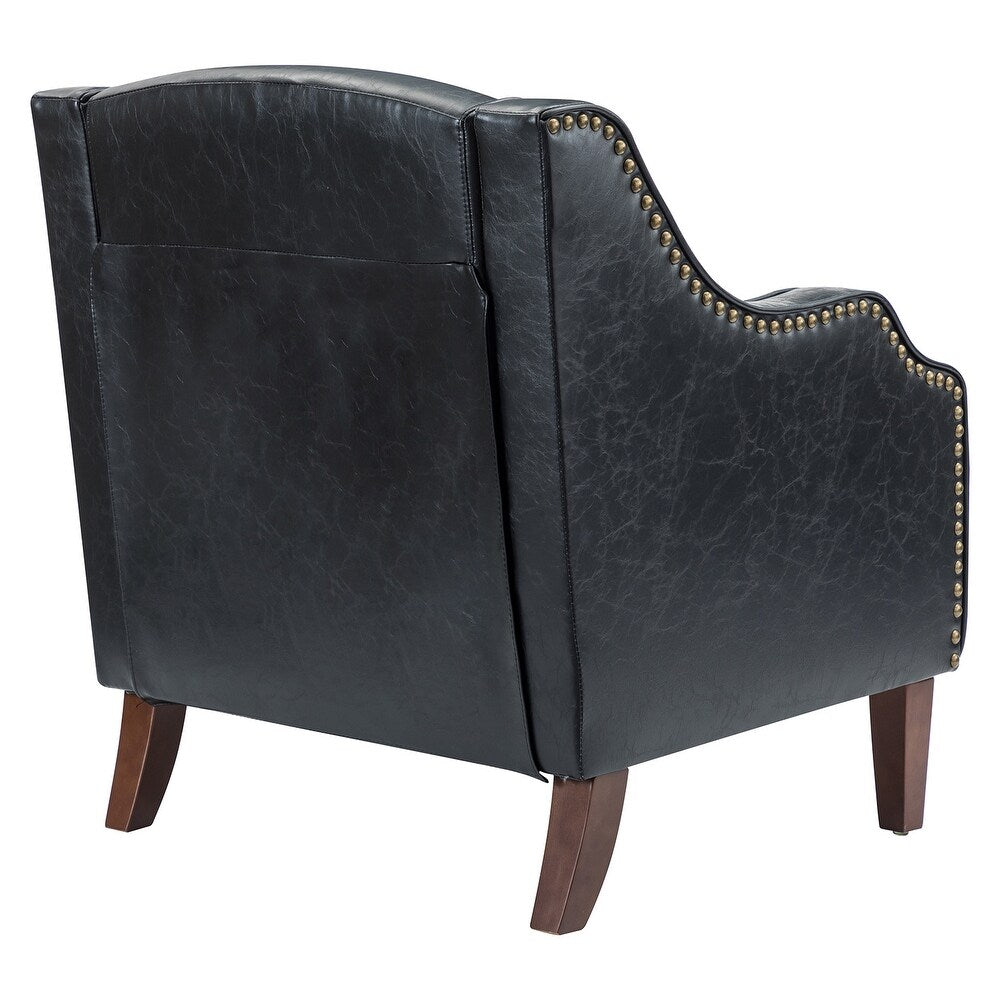 Lucretius Contemporary and Classic Leather Armchair with Nailhead Trim