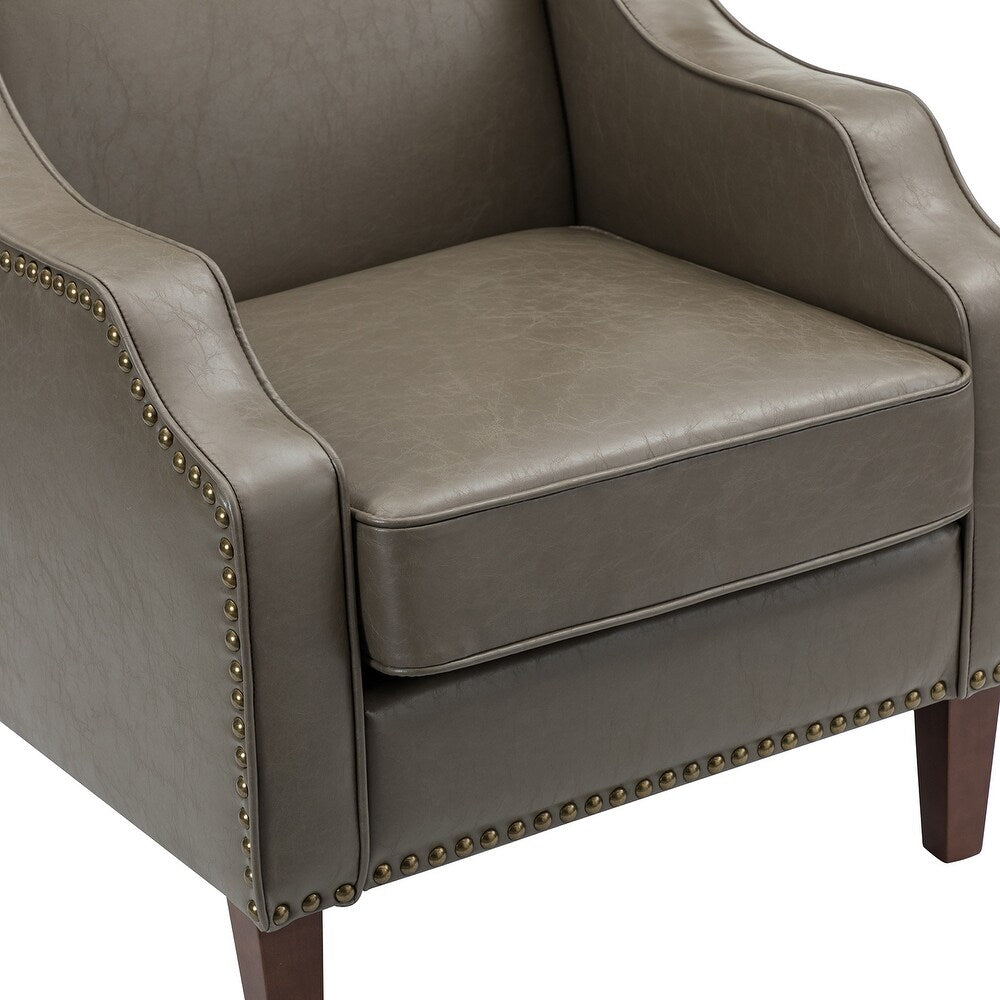 Lucretius Contemporary and Classic Leather Armchair with Nailhead Trim