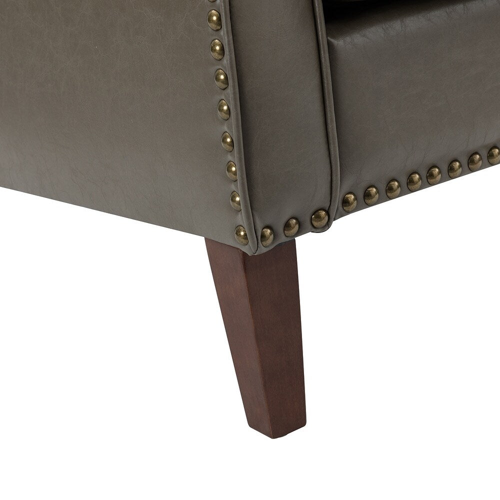 Lucretius Contemporary and Classic Leather Armchair with Nailhead Trim