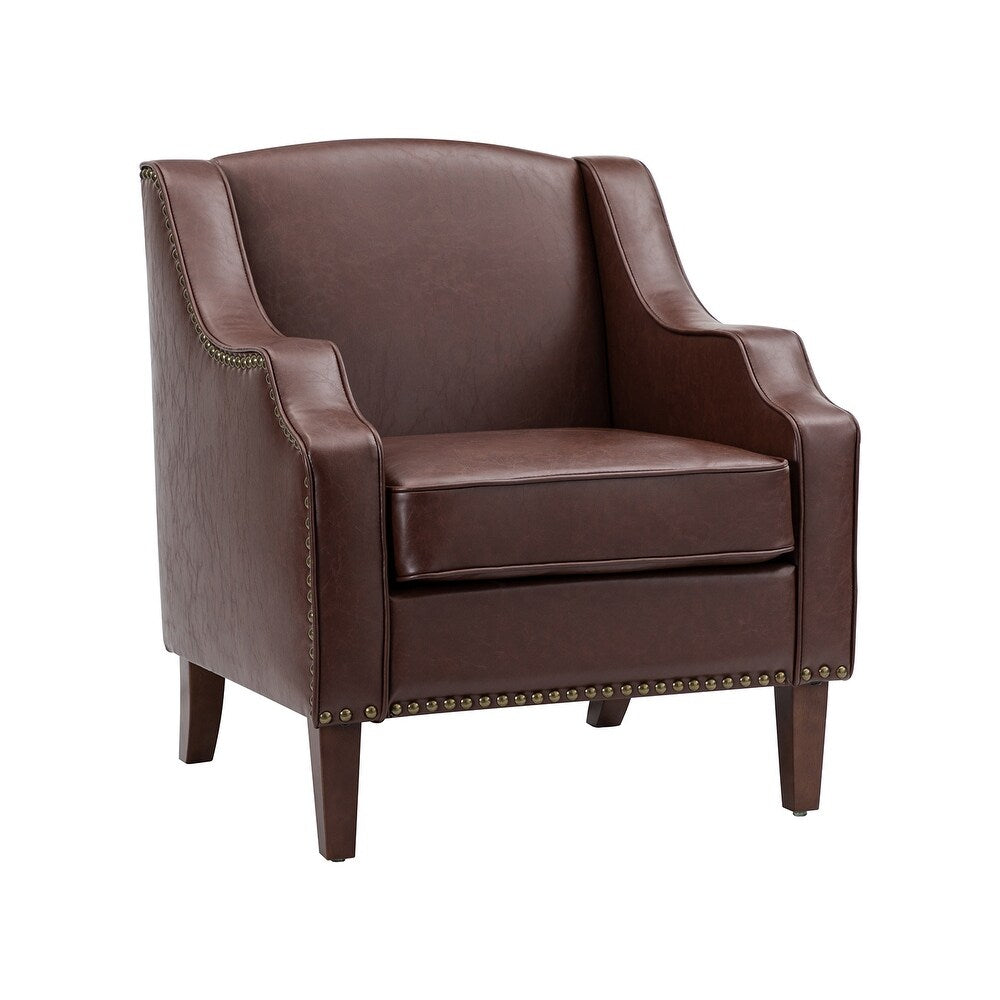 Lucretius Contemporary and Classic Leather Armchair with Nailhead Trim