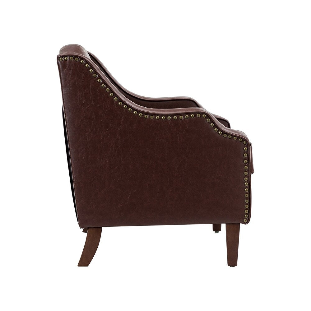 Lucretius Contemporary and Classic Leather Armchair with Nailhead Trim