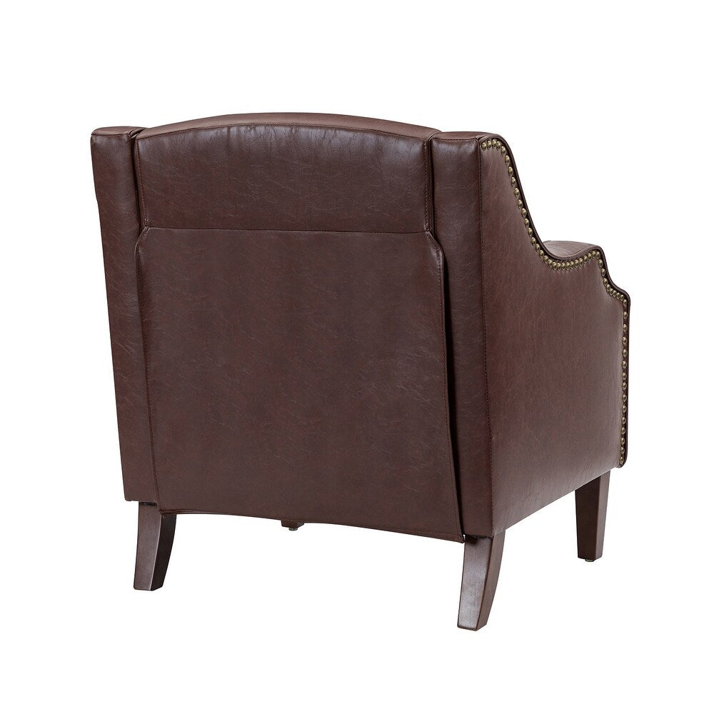 Lucretius Contemporary and Classic Leather Armchair with Nailhead Trim