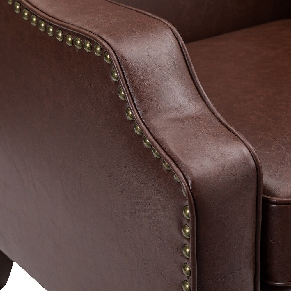 Lucretius Contemporary and Classic Leather Armchair with Nailhead Trim