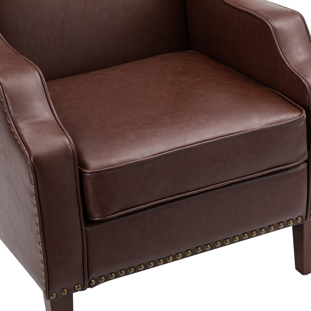 Lucretius Contemporary and Classic Leather Armchair with Nailhead Trim