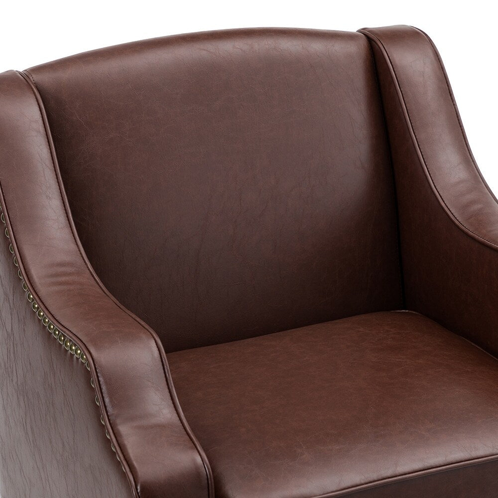 Lucretius Contemporary and Classic Leather Armchair with Nailhead Trim