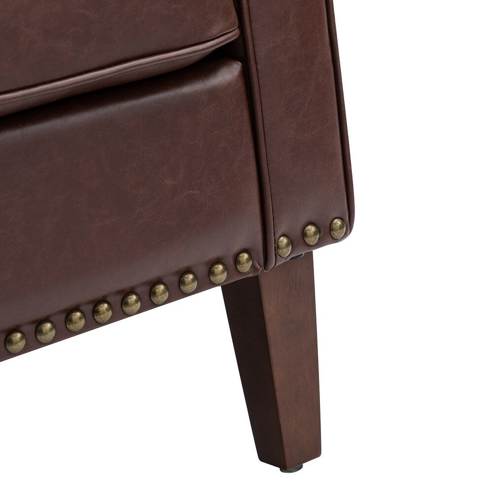 Lucretius Contemporary and Classic Leather Armchair with Nailhead Trim