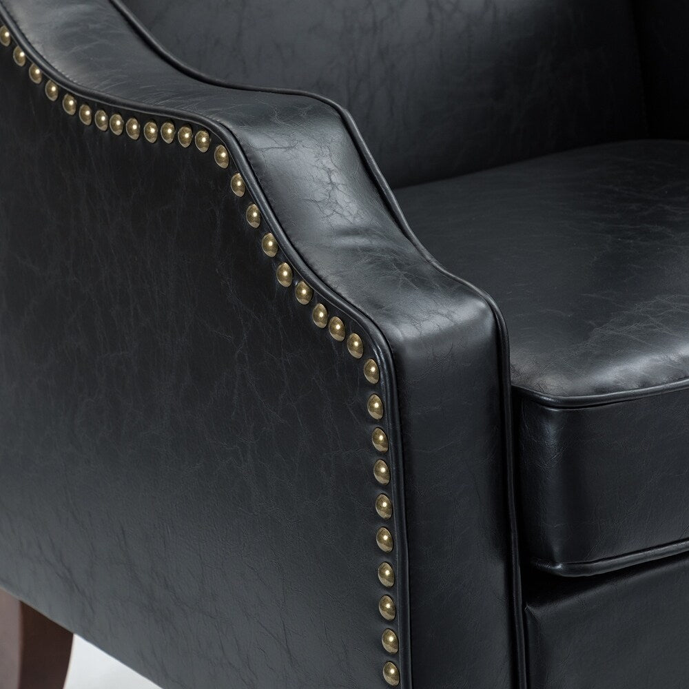Lucretius Contemporary and Classic Leather Armchair with Nailhead Trim