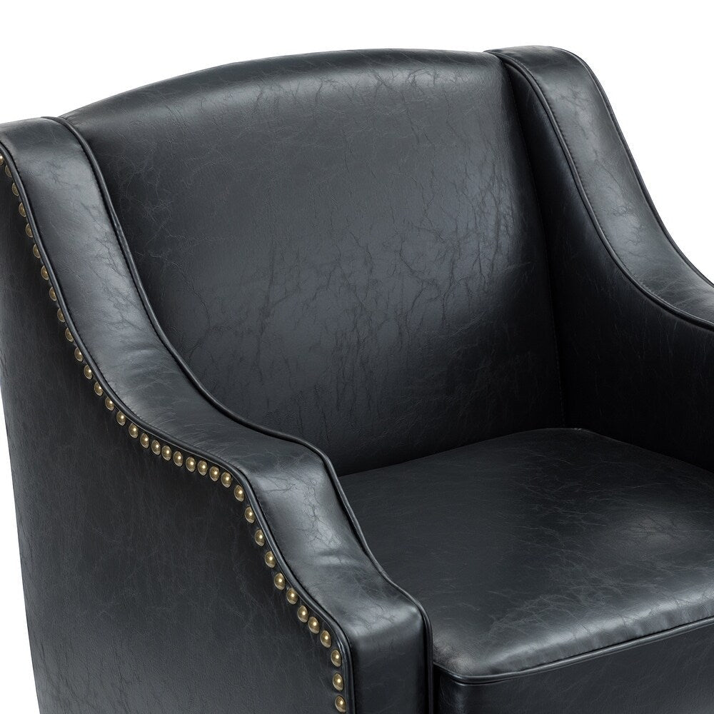 Lucretius Contemporary and Classic Leather Armchair with Nailhead Trim