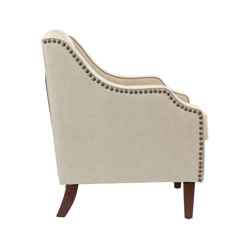 Lucretius Contemporary and Classic Leather Armchair with Nailhead Trim